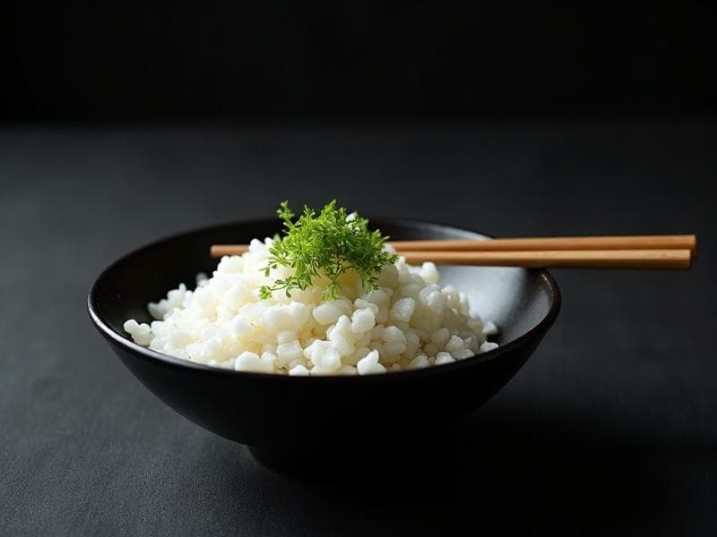 Traditional Japanese sushi rice bowl with chopsticks